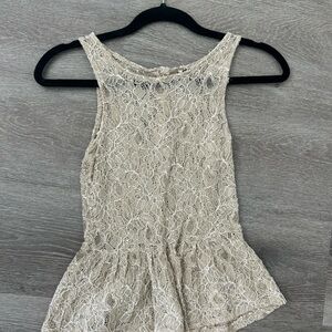 Poof! Lace Peplum Top - Cream